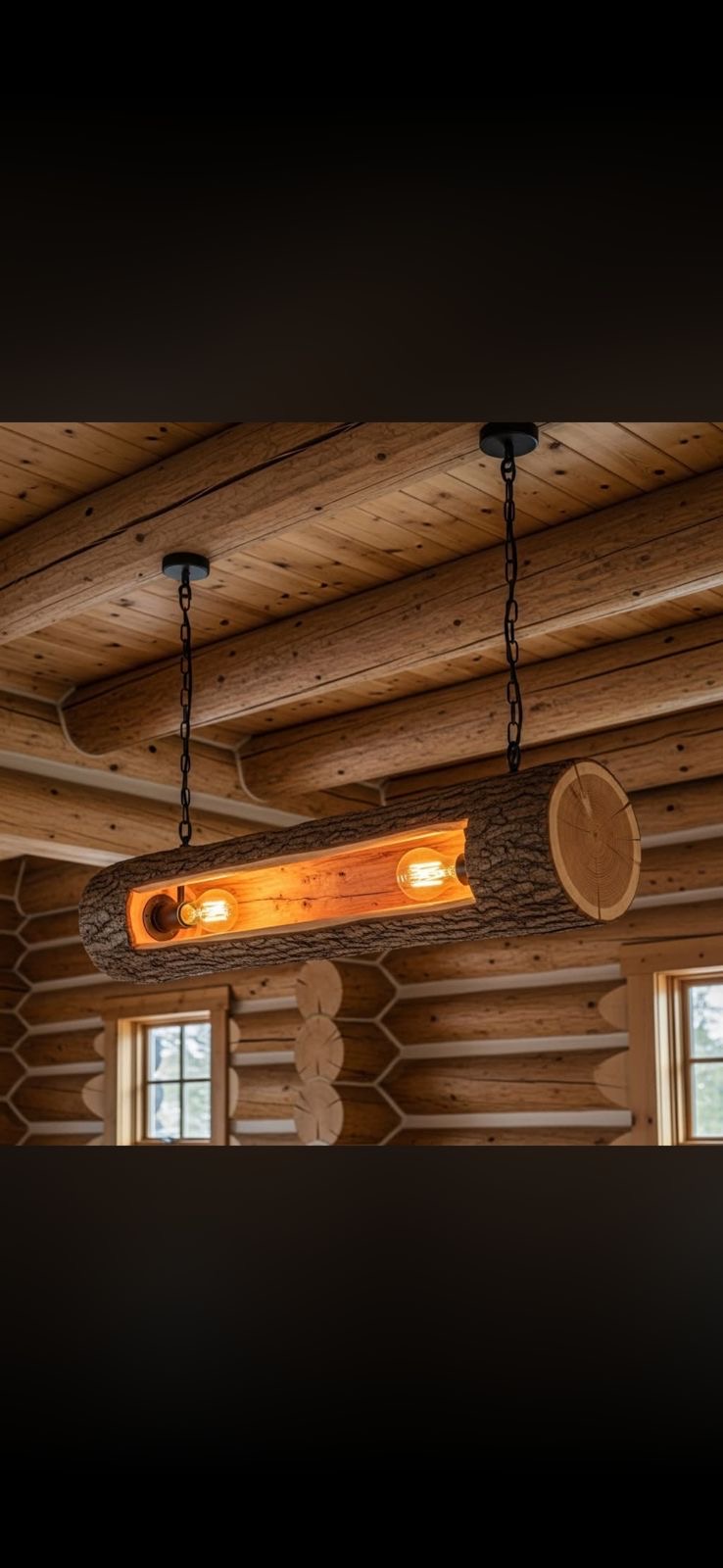 Hand-carved timber pendant light fixture